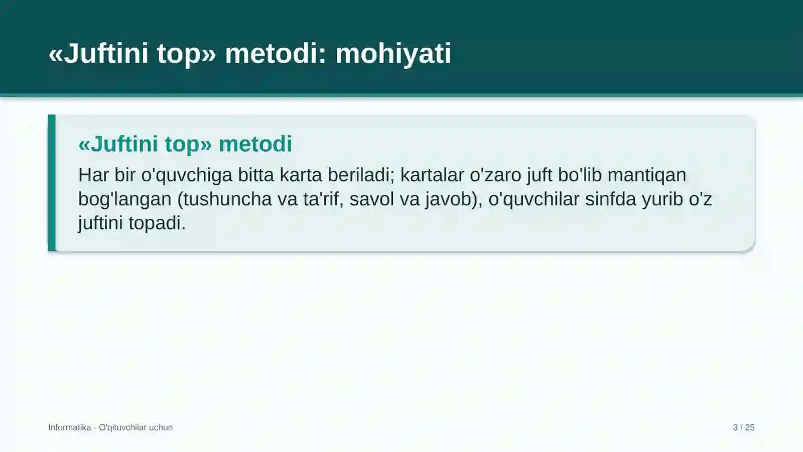 informatika darslarida juftini top metodidan foydalanish 9411 3