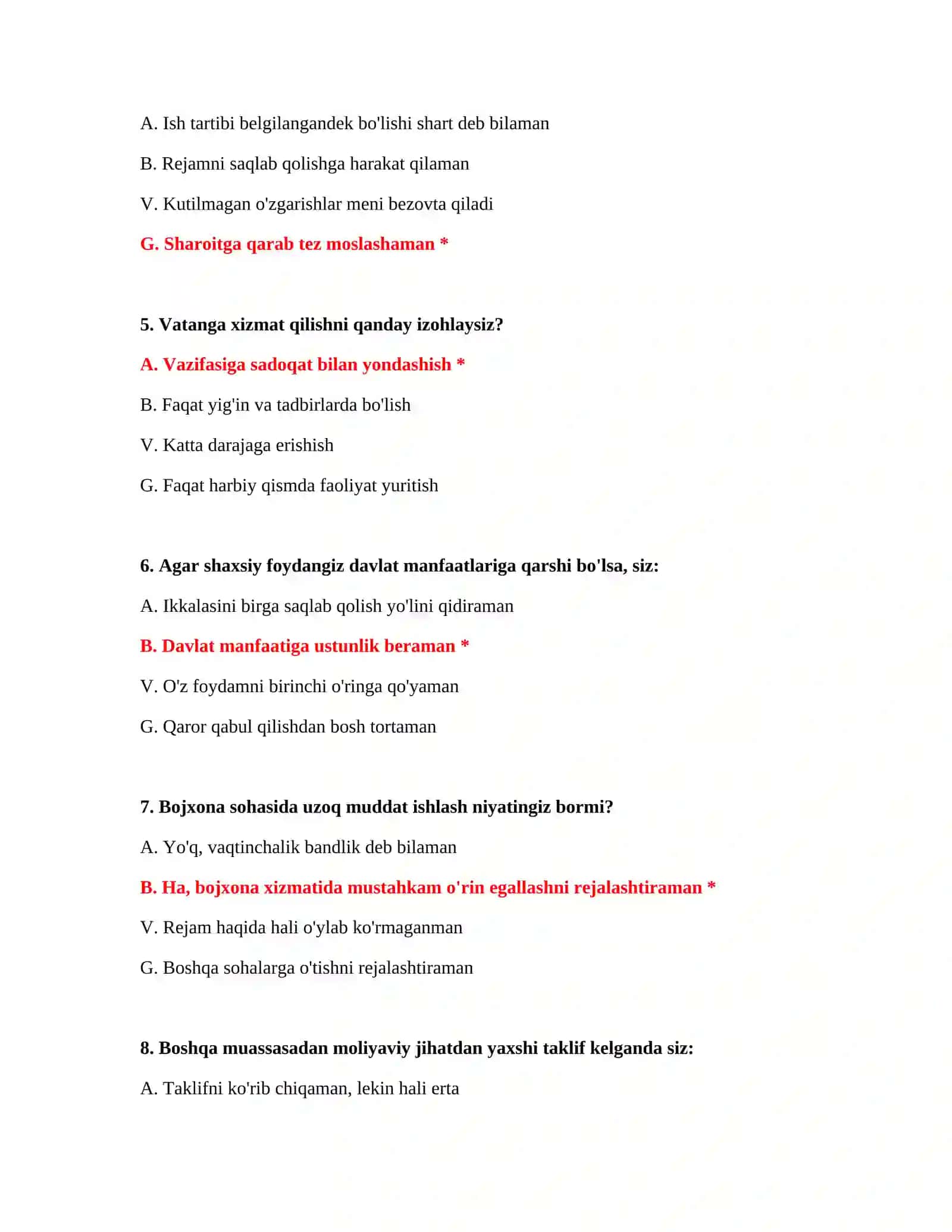 Bojxona test savollari 3