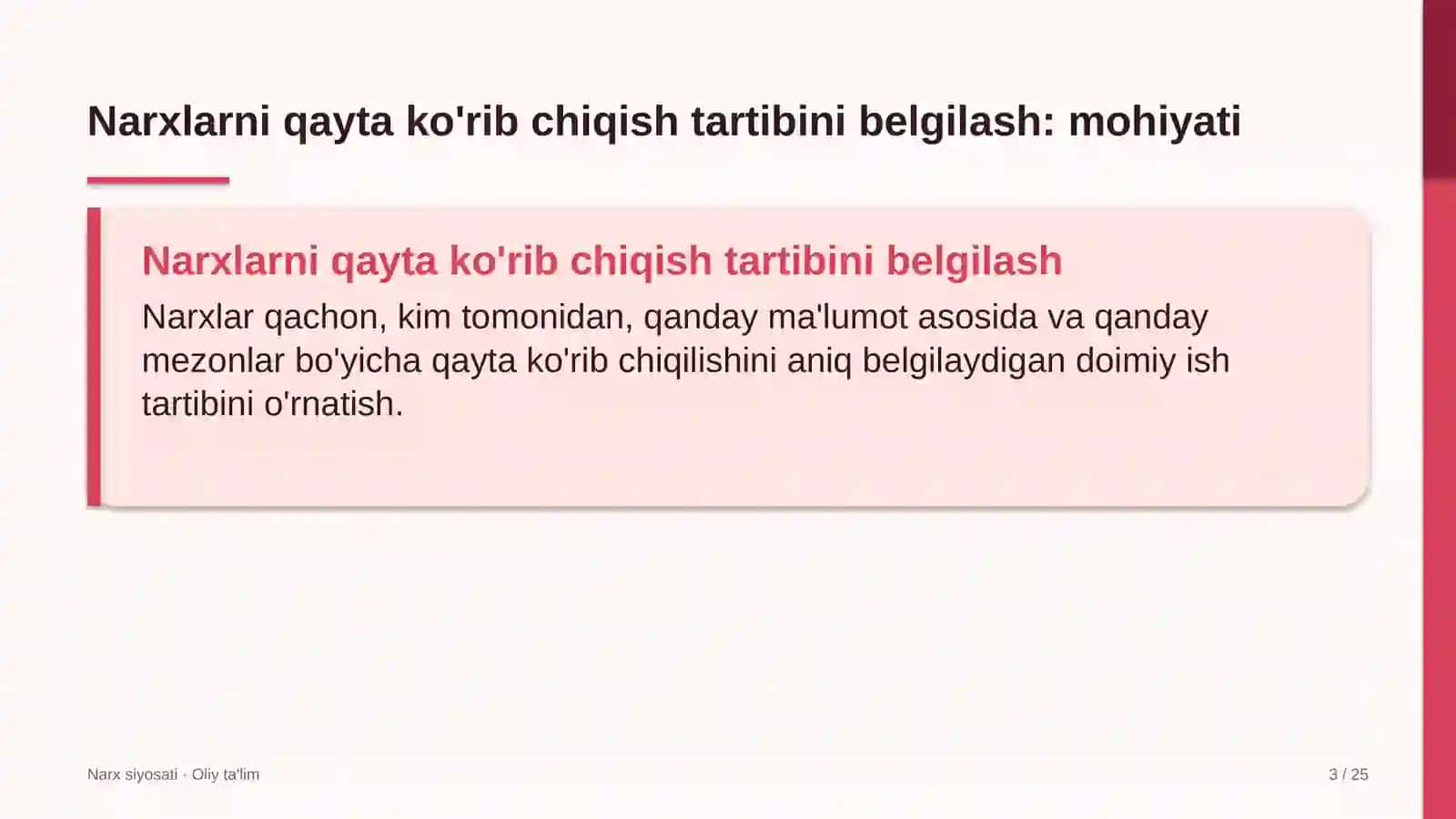 Avtomobilsozlik sanoatida narxlarni qayta ko'rib chiqish tartibini belgilash 3