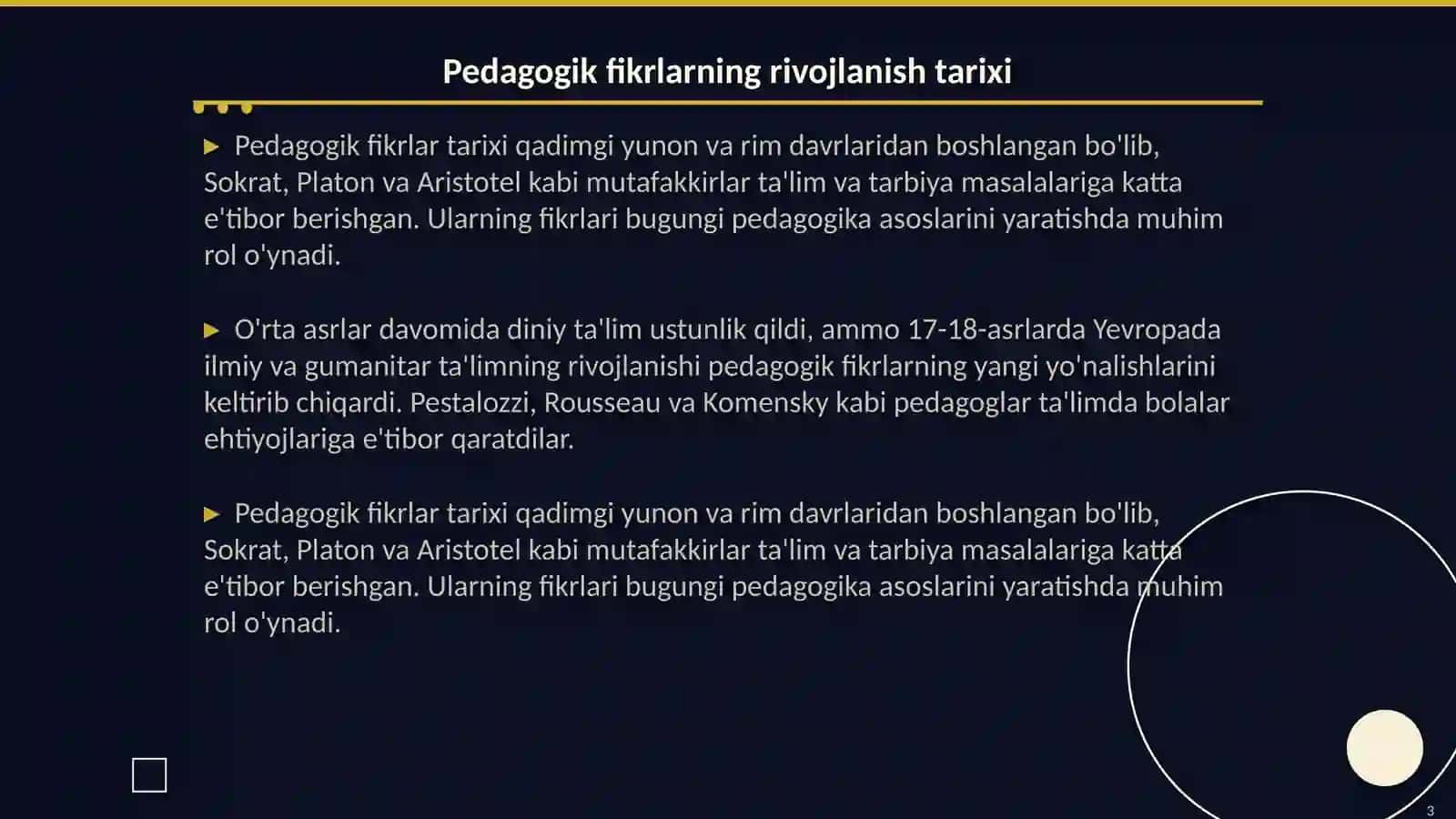 Pedagogik fikrlar taraqqiyotda oʻqituvchi mahorati masalalari 3