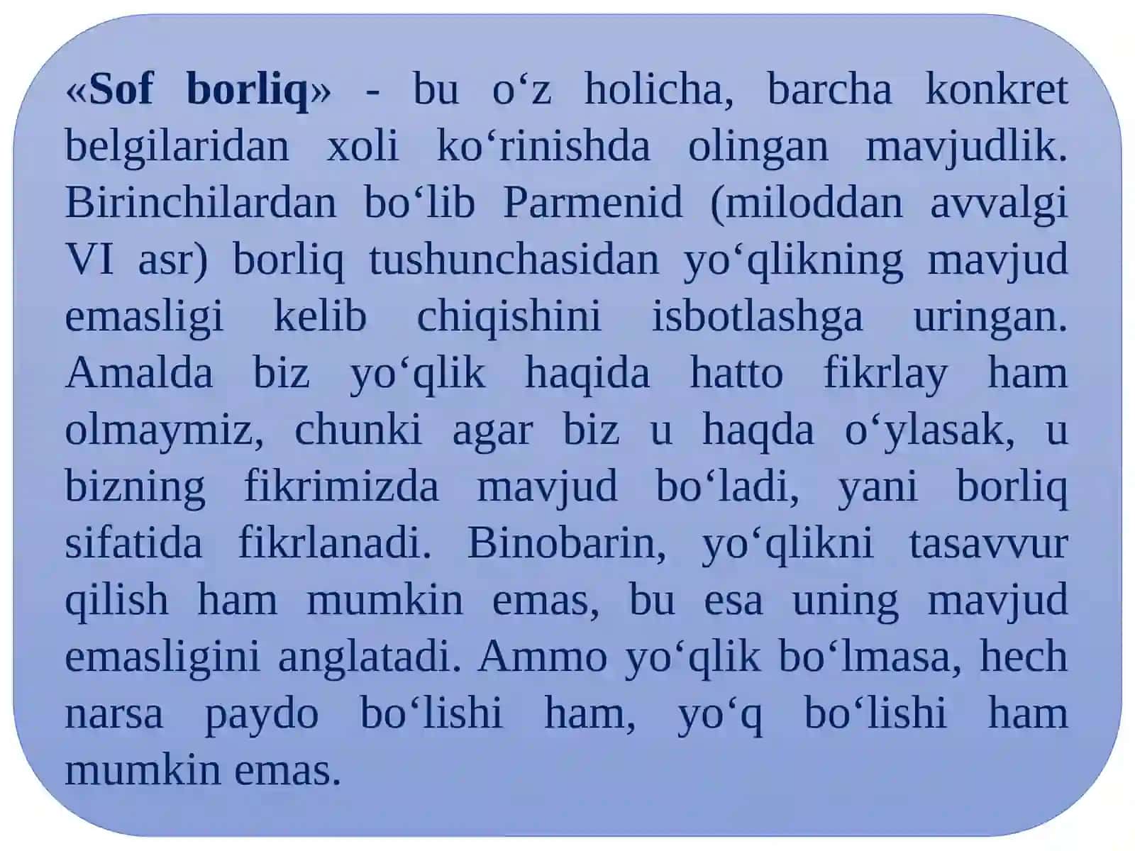 BORLIQ (ONTOLOGIYA) VA RIVOJLANISH FALSAFASI. BILISH FALSAFASI (GNOSEOLOGIYA) 3