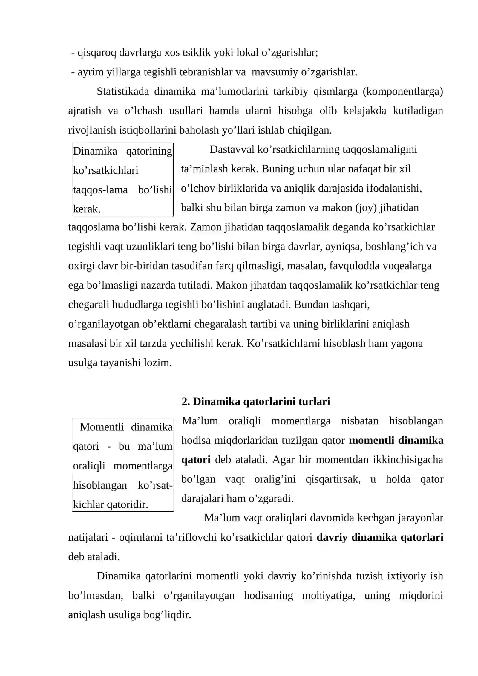 Dinamika qatorlari turlari 3