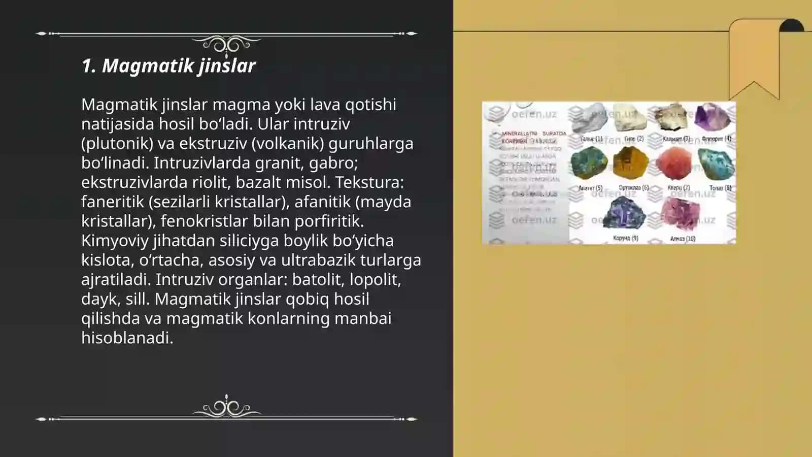 Tog‗ jinslarining kelib chiqishi bo‗yicha tasnifi 3