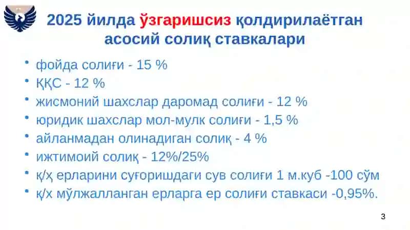 Солиқ Қонунчилигига киритилган ўзгаришлар ва қўшичалар ҳақида 3