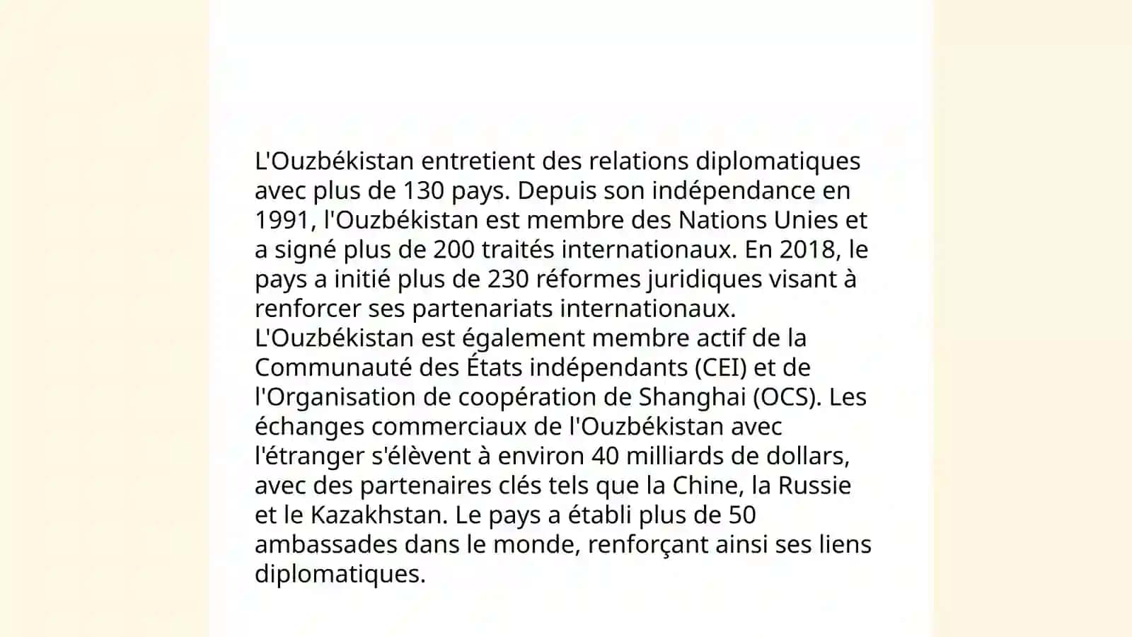 L'Ouzbékistan et le monde 3