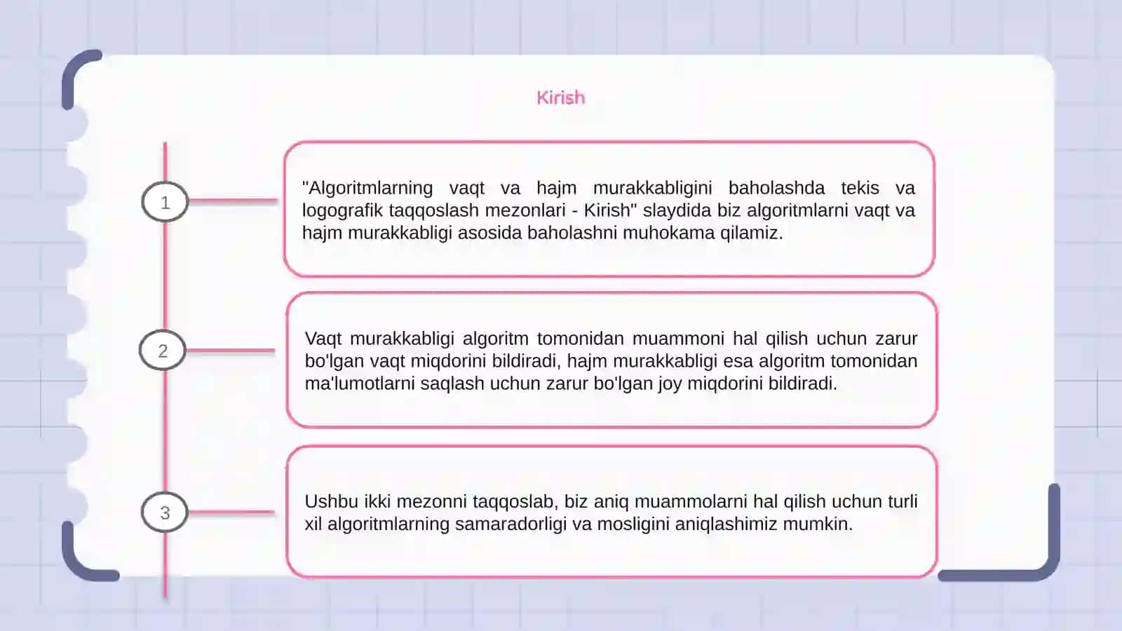 Algoritmlarning vaqt va hajm murakkabligini baholashda tekis va logografik taqqoslash mezonlari 3