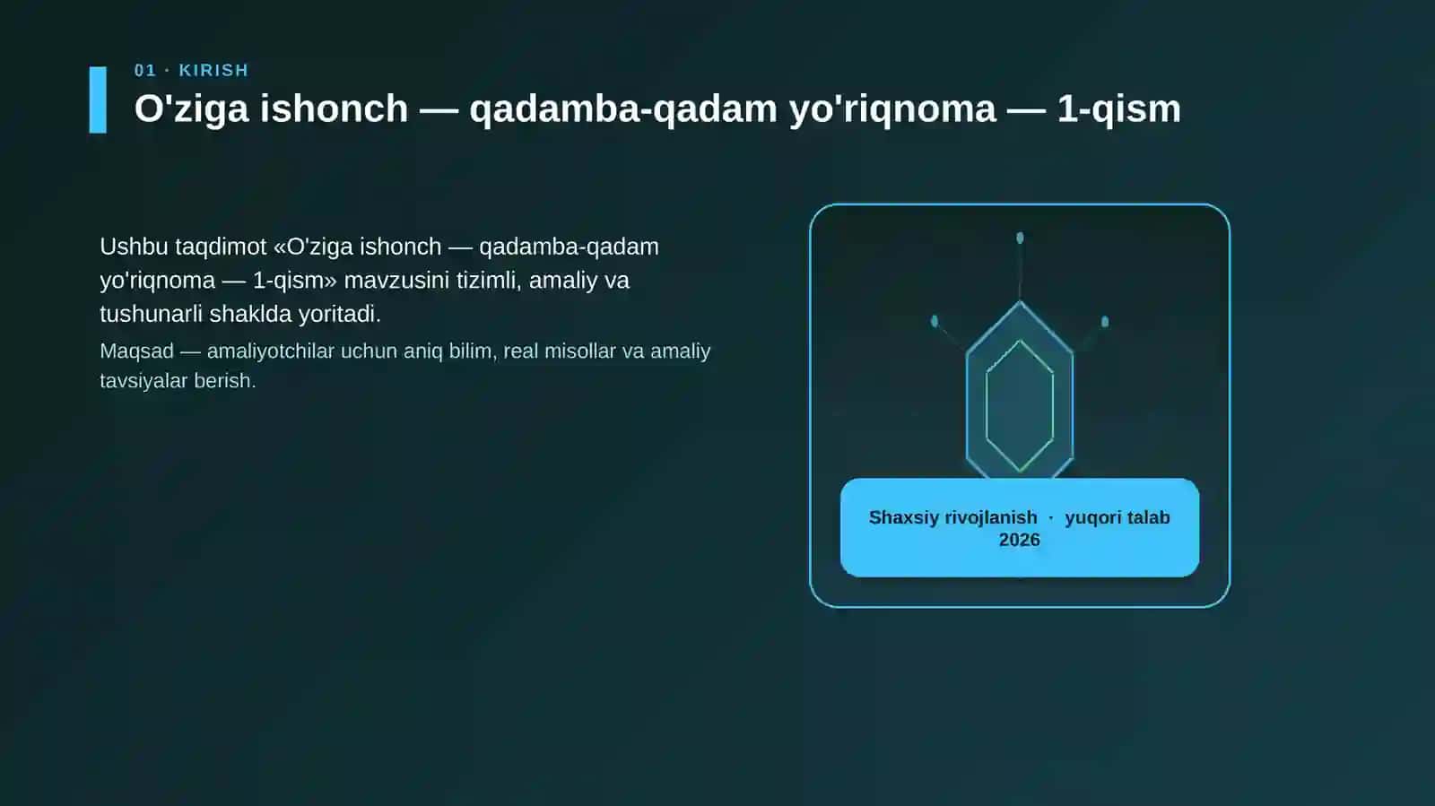 O'ziga ishonch — qadamba-qadam yo'riqnoma — 1-qism 3