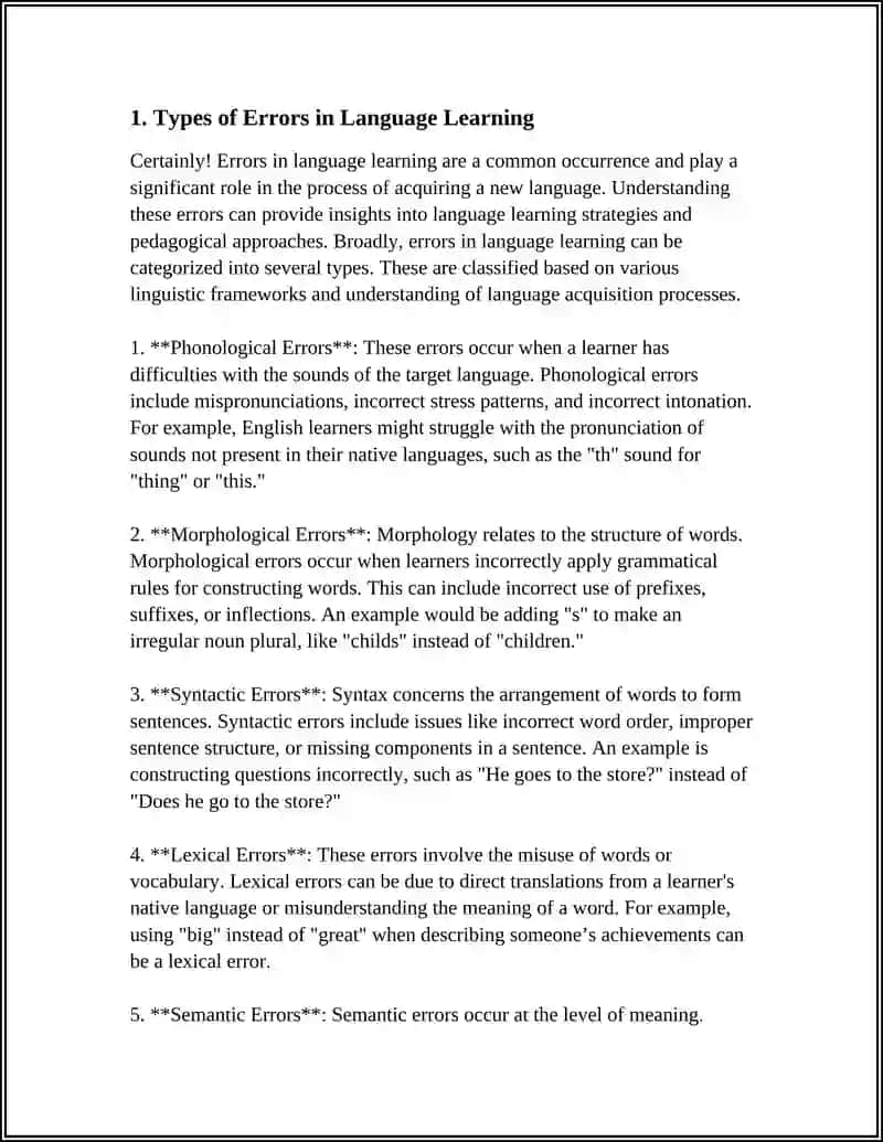 Types of Errors in Language Learning 3