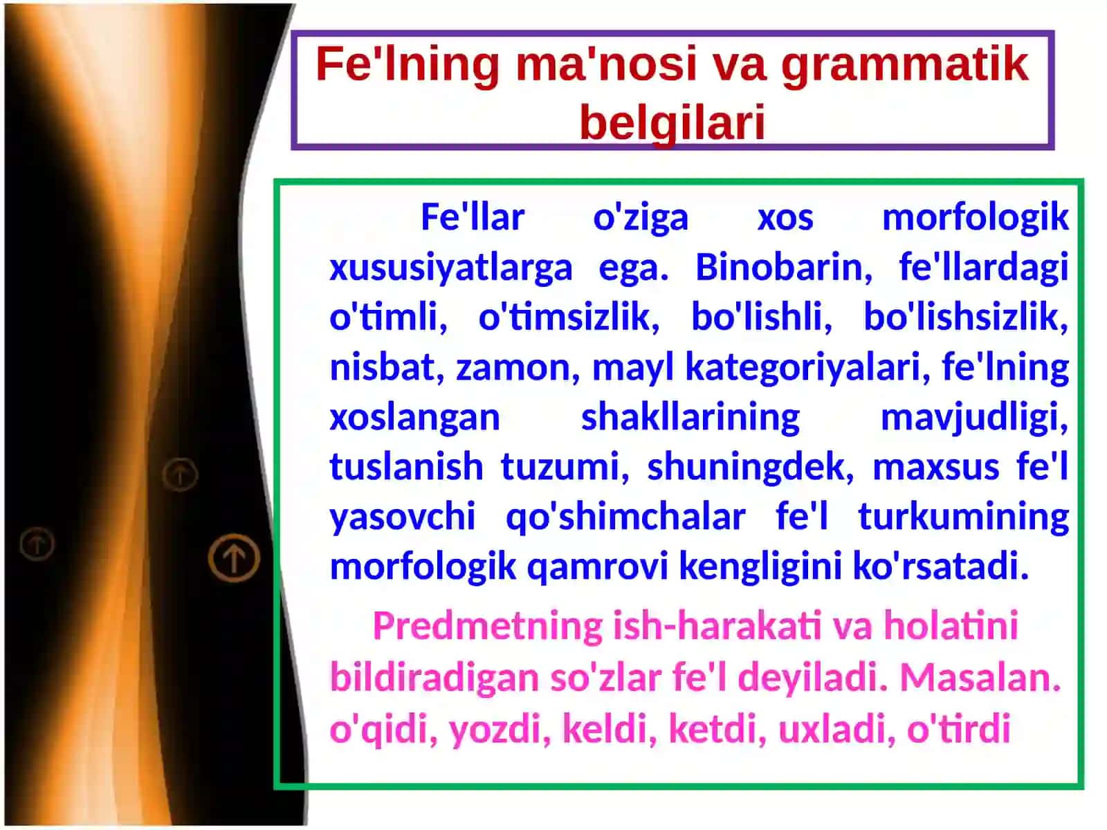 Fe'llarning harakatlari va ulardagi morfologik xususiyatlar 3