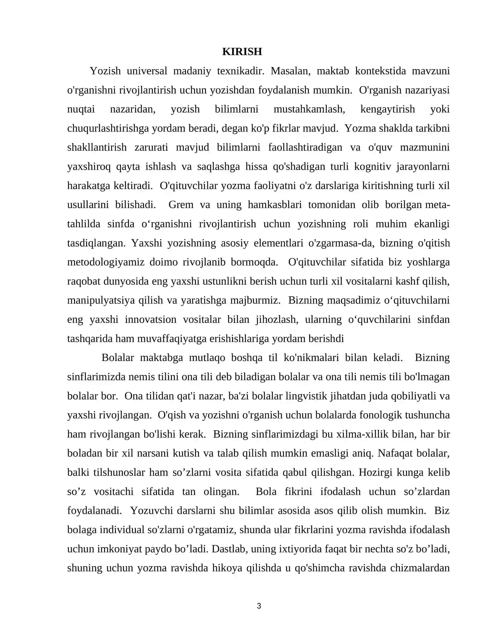 YOZUVNI O’RGATISH TEXNOLOGIYALARI 3