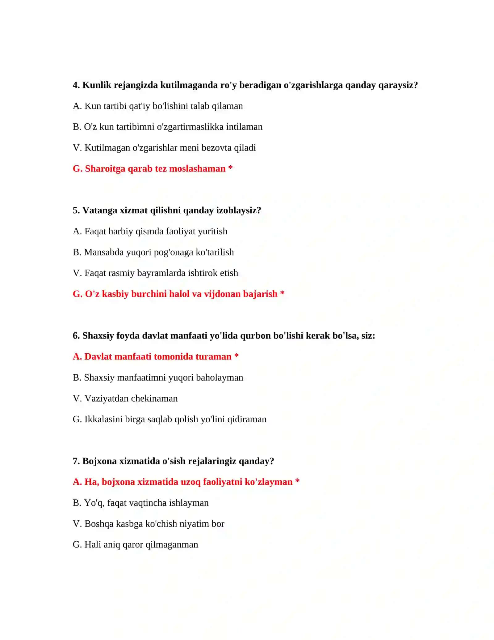 Normativ hujjatlar testlari bojxona 3