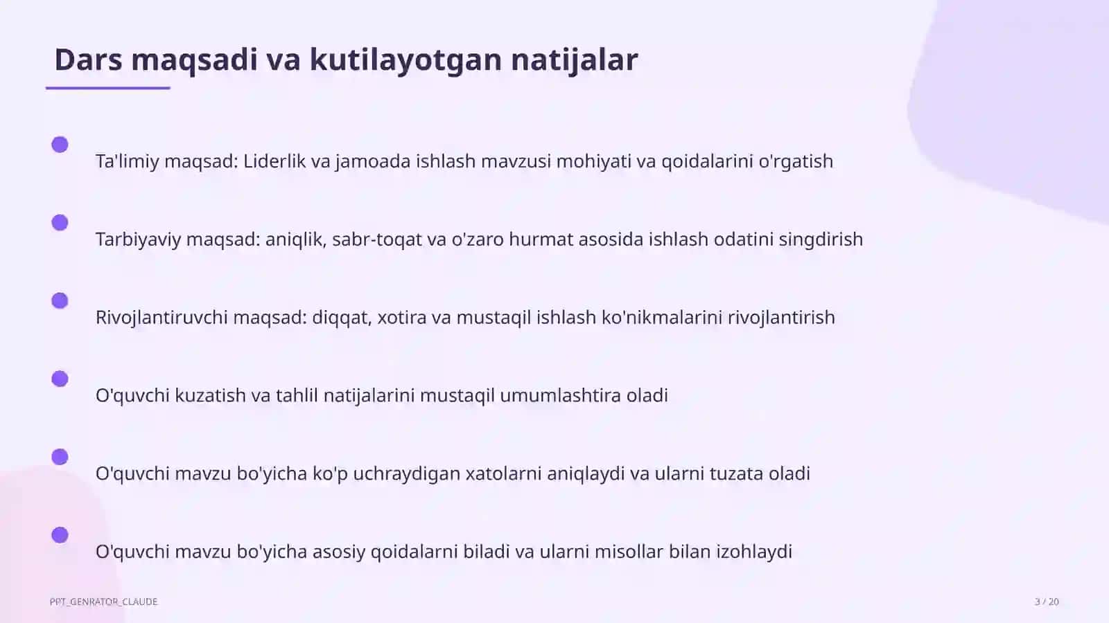 Liderlik va jamoada ishlash (11-sinf) 3
