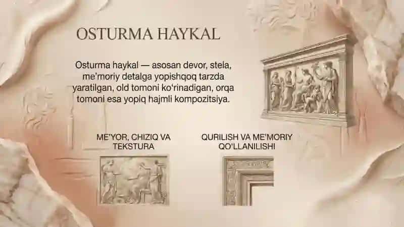 Haykaltaroshlikning turlari va moddiy-texnik vositalari haykaltaroshlikning tarkibi teksturada ifoda 3