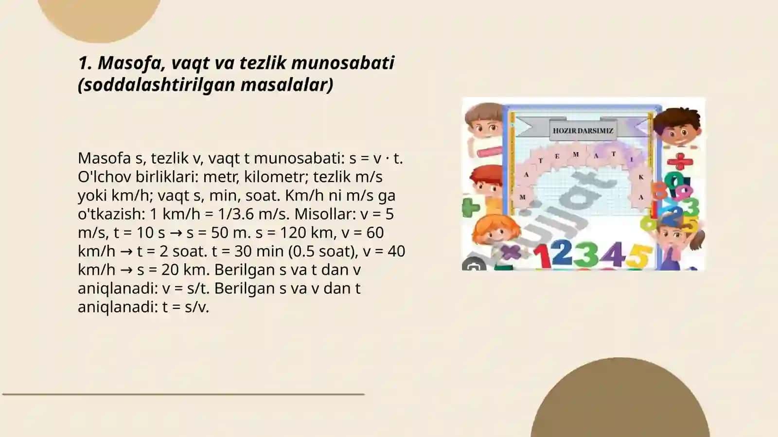Boshlangʻich sinflarda bir jism harakatiga doir masalalar 3