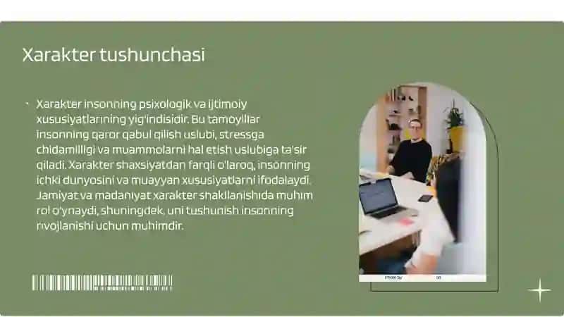 Xarakter haqida tushuncha. Xarakterning nerv-fiziologik asoslari. Xarakter shakllanishi. Xarakter tuzulishi va xususiyatlari. 3