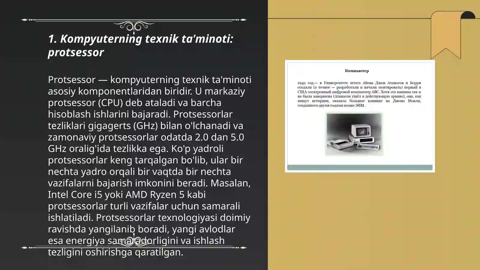 Komputerning texnik ta'minoti va ularning vazifalari. Dasturiy ta'minot va uni tashkil qiluvchilari 3