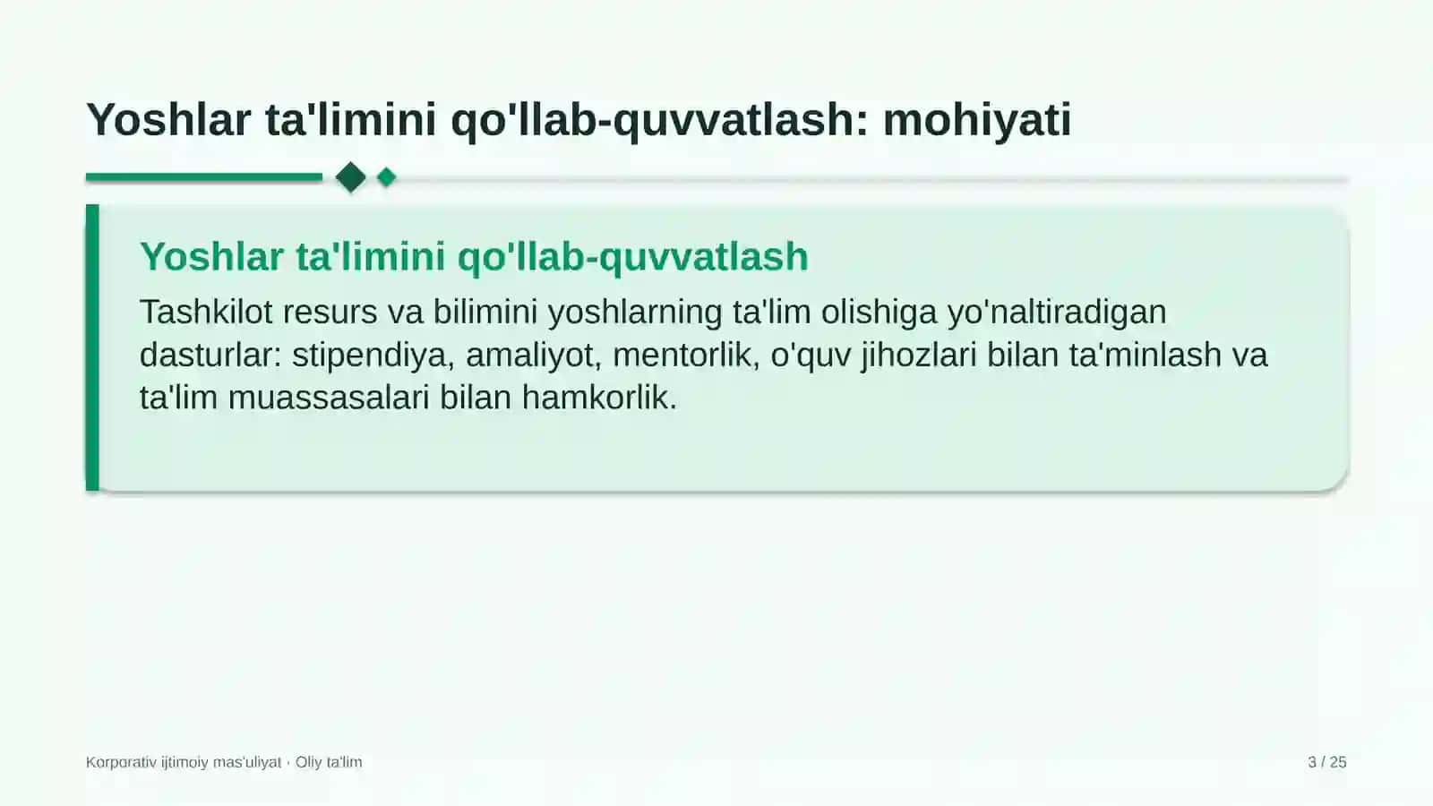 vazirliklarda yoshlar ta'limini qo'llab quvvatlash dasturlari 2439 3