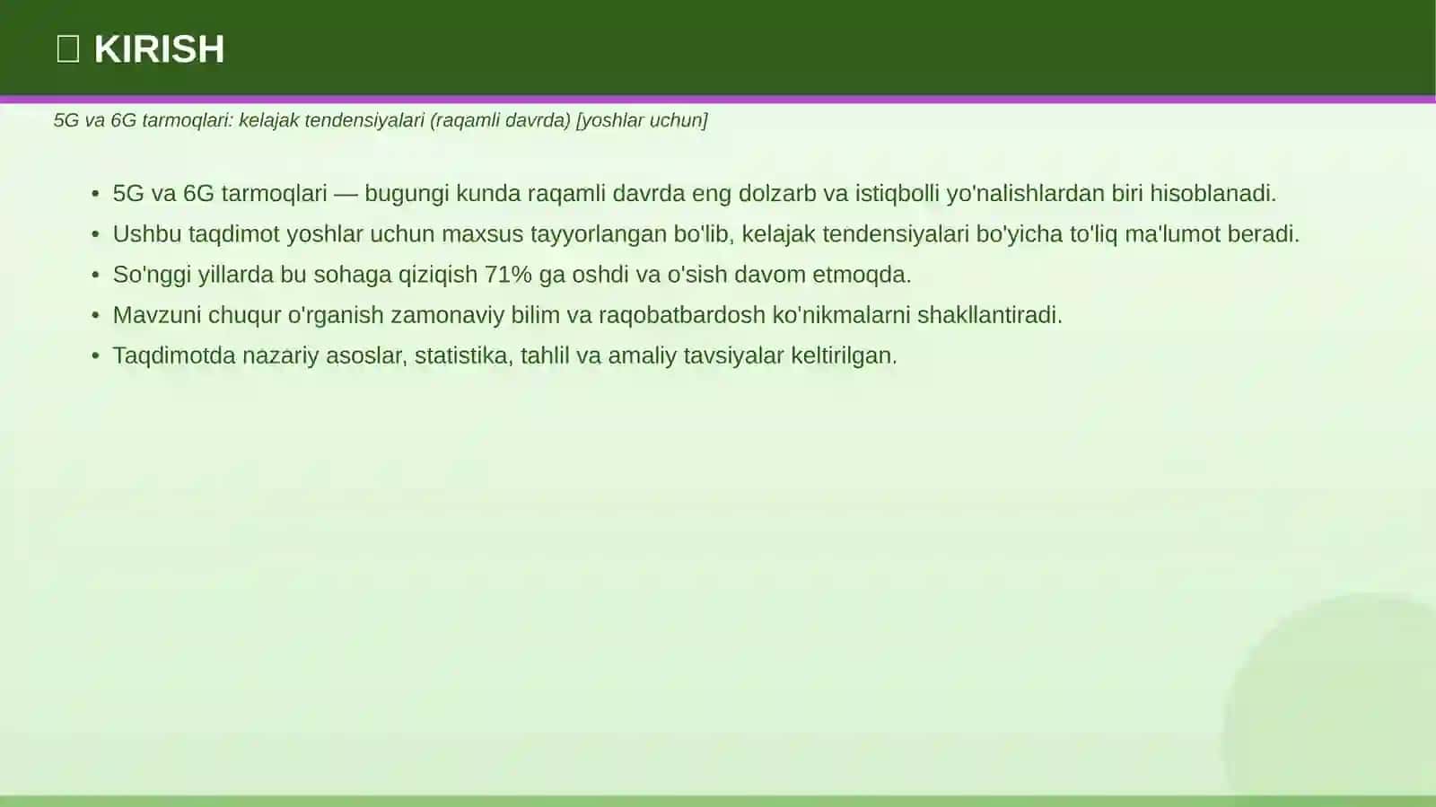 5G va 6G tarmoqlari: kelajak tendensiyalari (raqamli davrda) [yoshlar uchun] 3