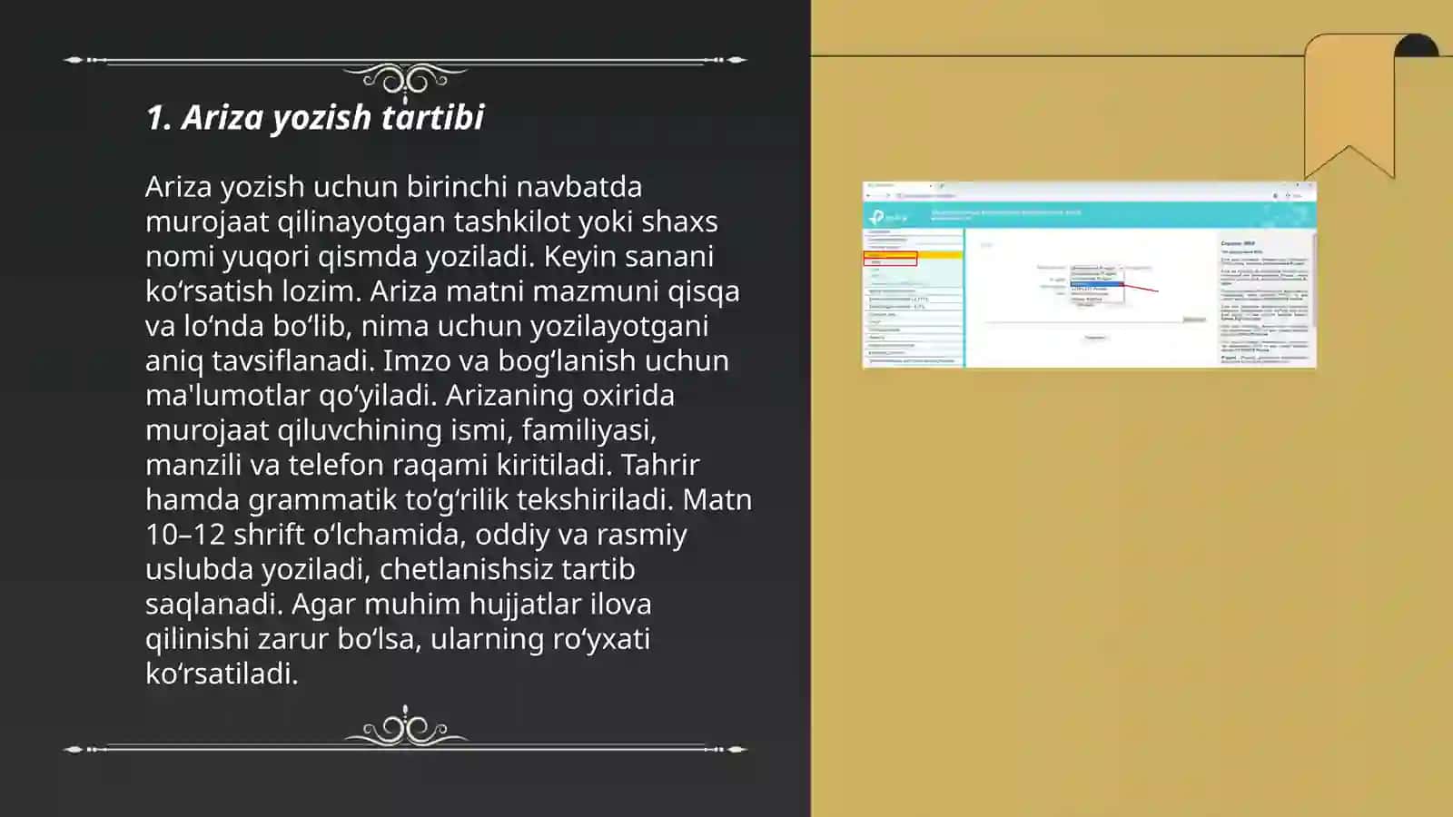 Ariza,Bildirgi,tushuntirish xati,Tarjimayi hol 3