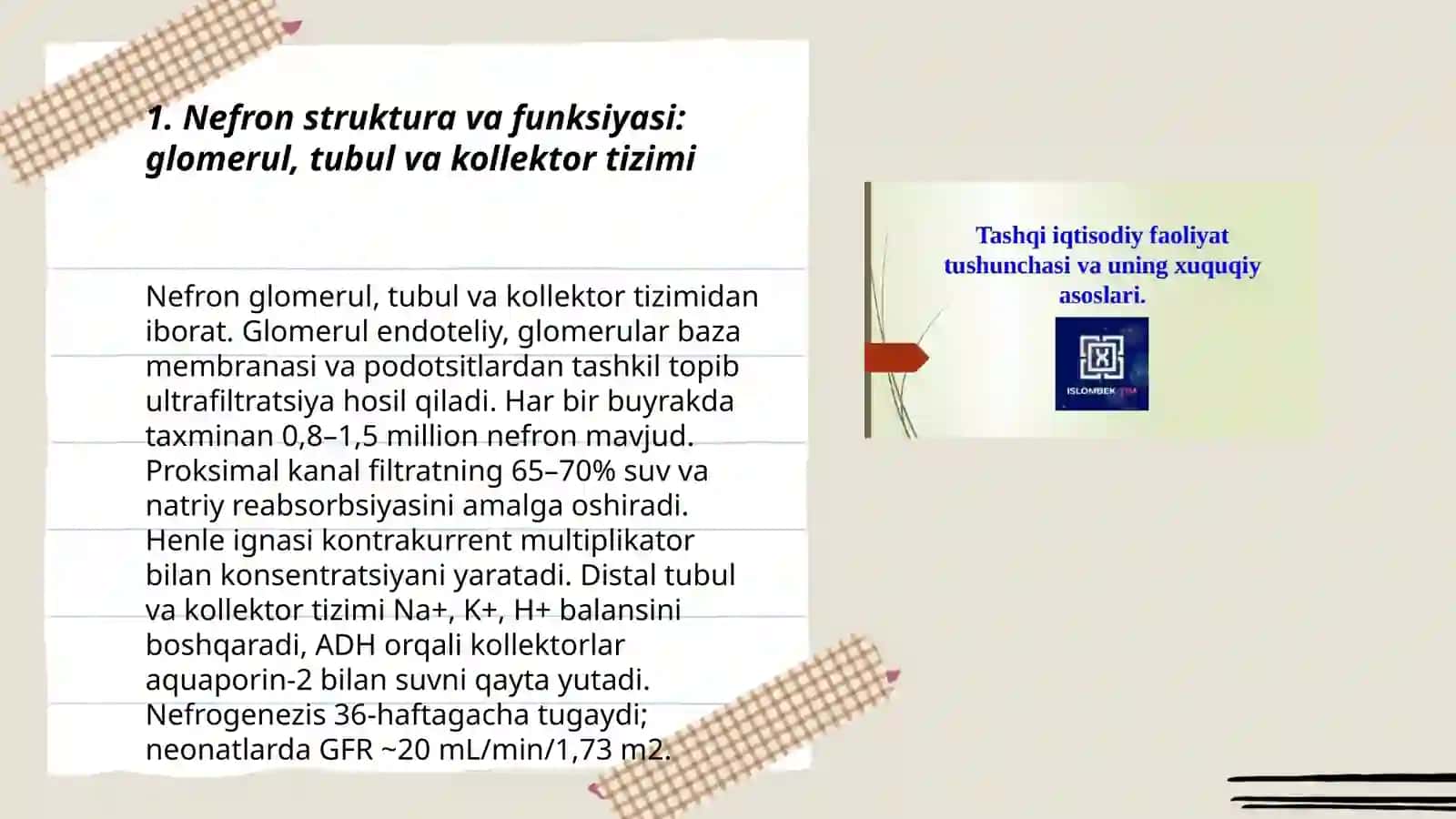 Buyrak kasaliklar patofiziologiyasi siydik hosil boʻlishi va ajralishi buzilishlari 3