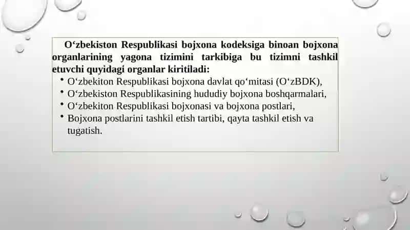O‘zbekiston Respublikasi bo‘jxona organlarining faoliyatining huquqiy asoslari 3