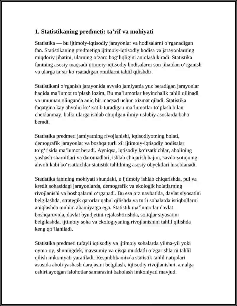 STATISTIKANING PREDMETI, MAQSADI VA VAZIFALARI 3
