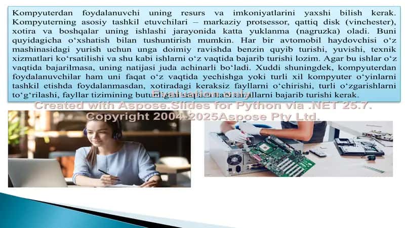 Kompyuterda foydalanuvchiga mos muhitni tashkil etish, texnik xavfsizlik 3