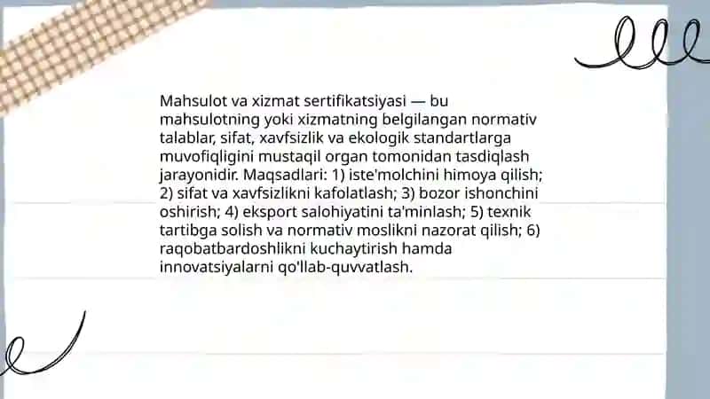 Mahsulot va xizmat sertifikatsiyasi 3