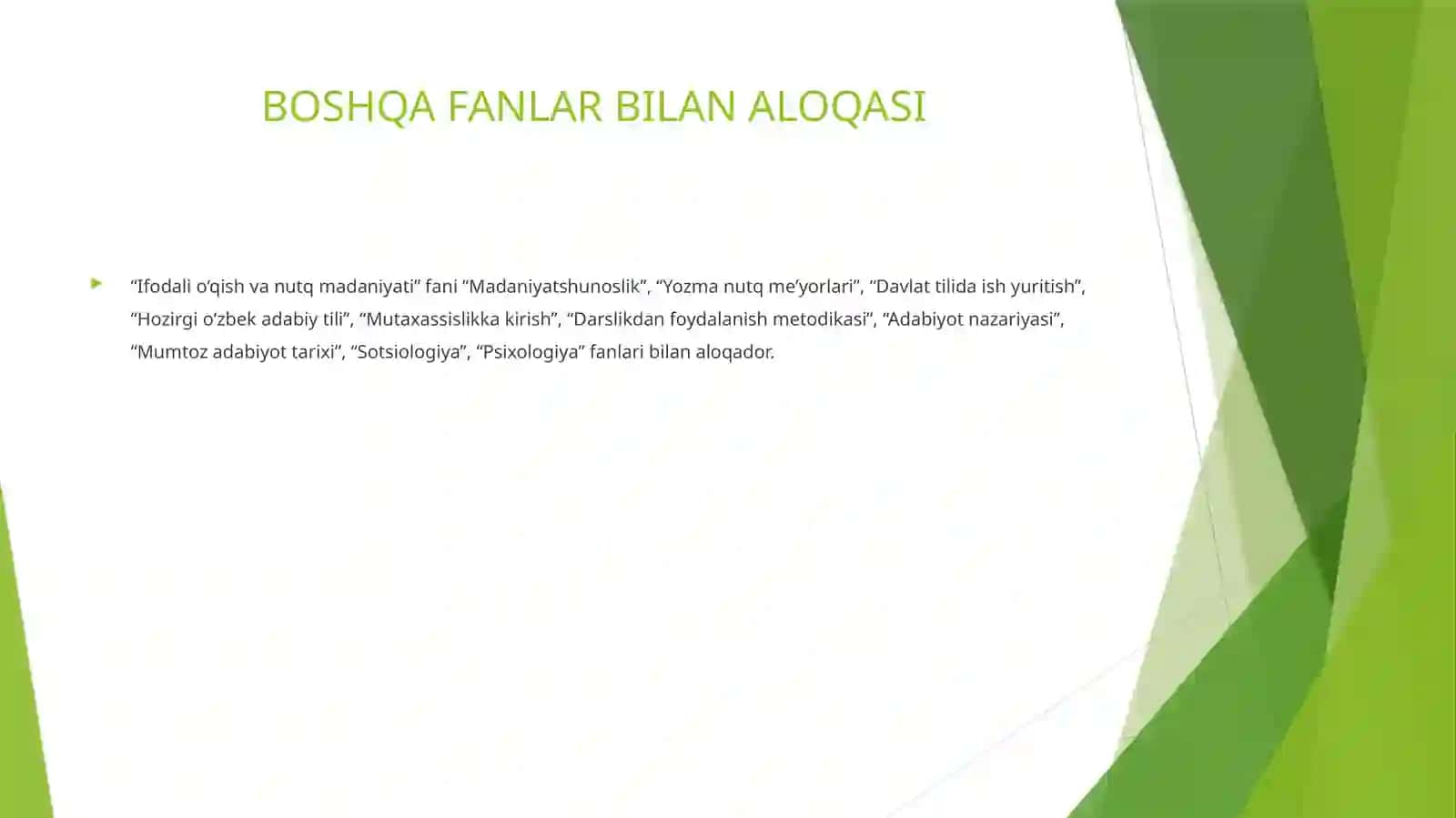 Mutolaa madaniyati va ifodali o'qish fani 3