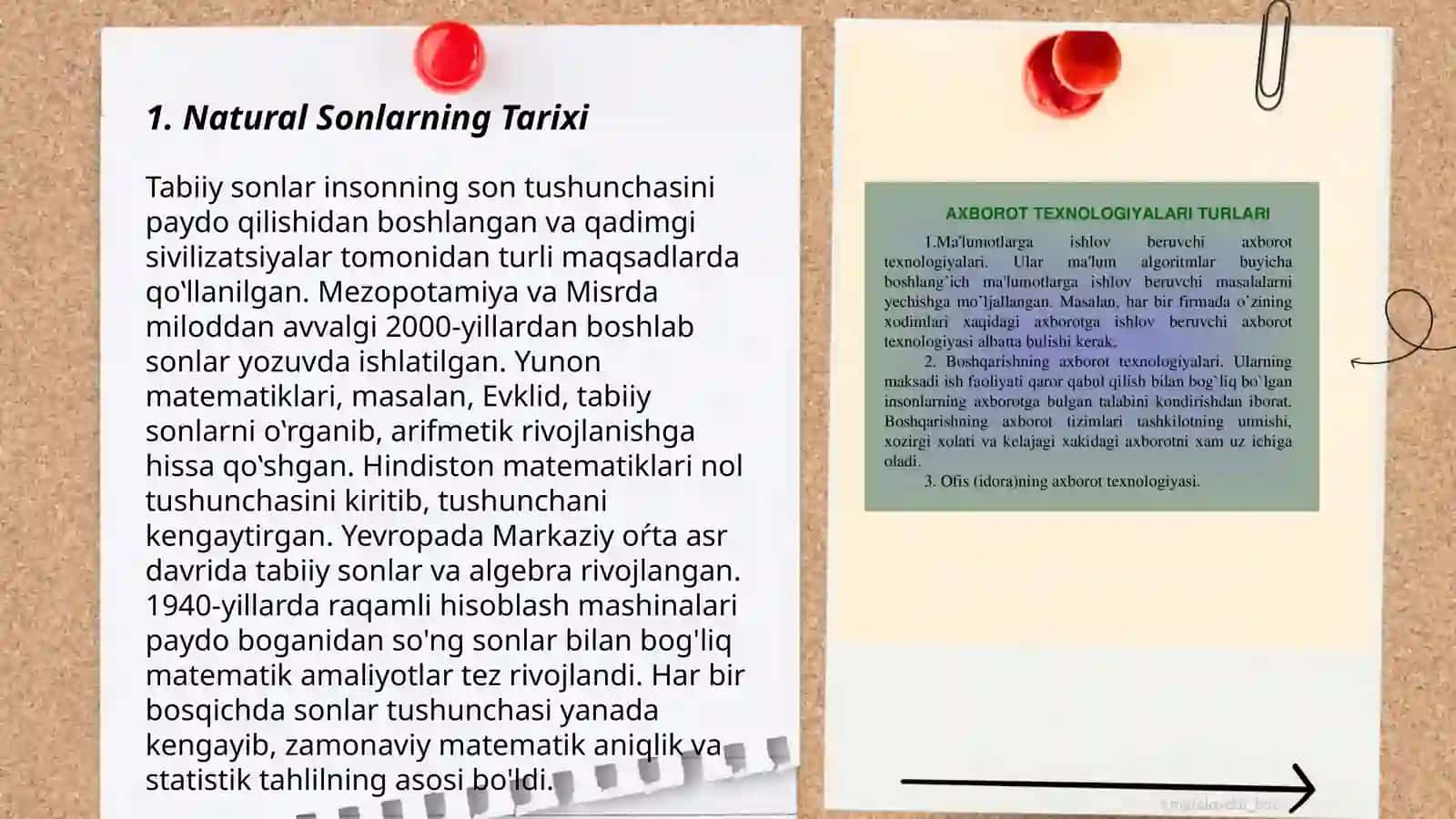 Natural Sonlarning Tarixi 3