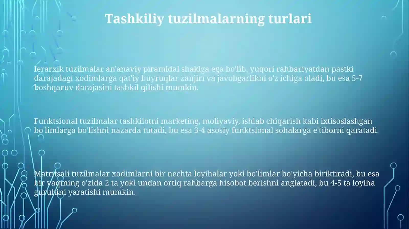 Restoran va ovqatlanish korxonalarining tashkiliy tuzilmalari 3