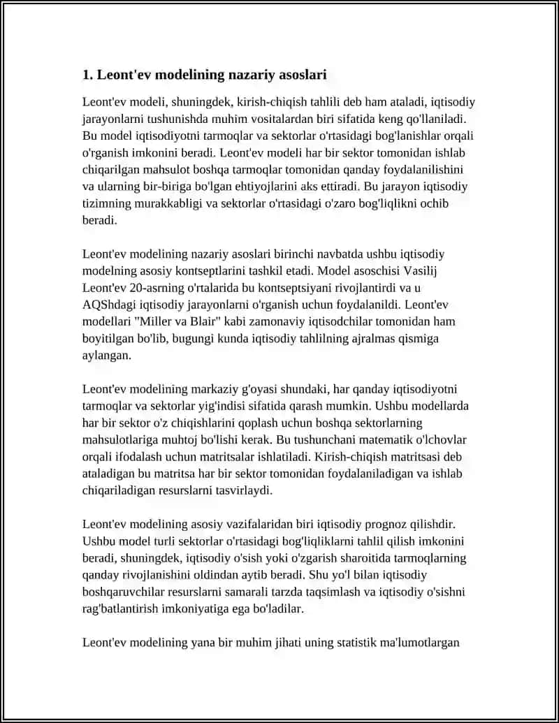 Leont'ev Modeli 3