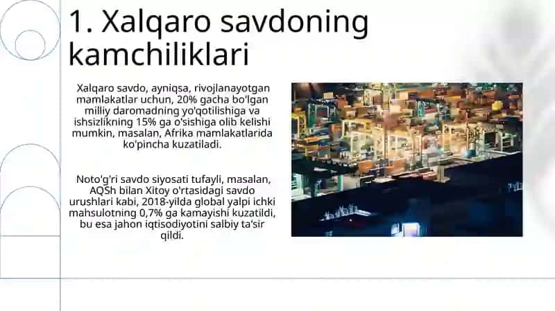 Xalqaro savdoning mazmuni, tuzilishi va xususiylatlari 3