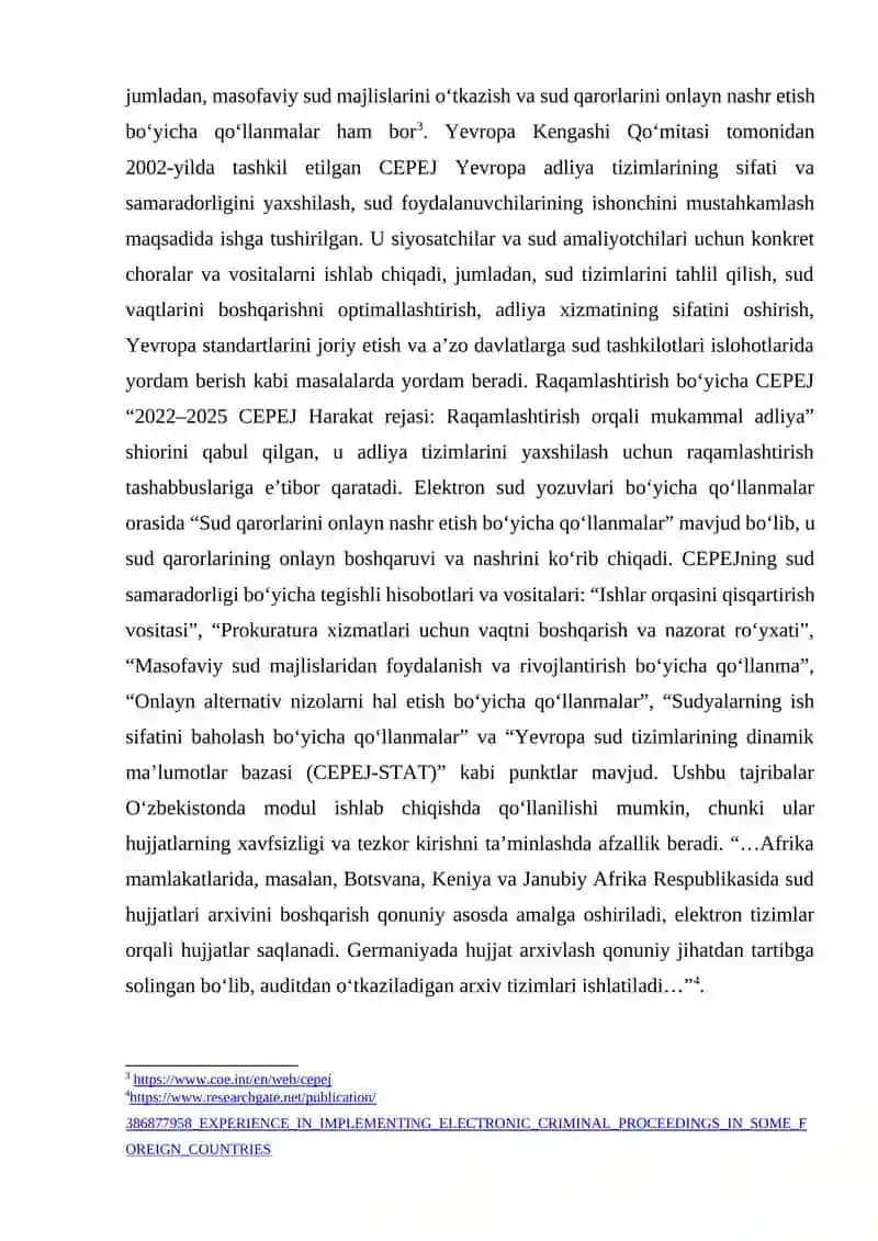 OLIY SUDNING AXBOROT TIZIMLARI NEGIZIDA SUD HUJJATLARI ARXIVI MODULI 3