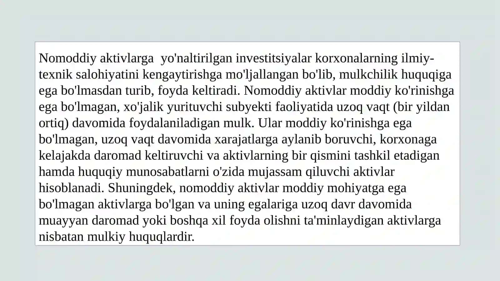 Nomoddiy aktivlarga safarbar etiladigan investitsiyalarni moliyalashtirish 3