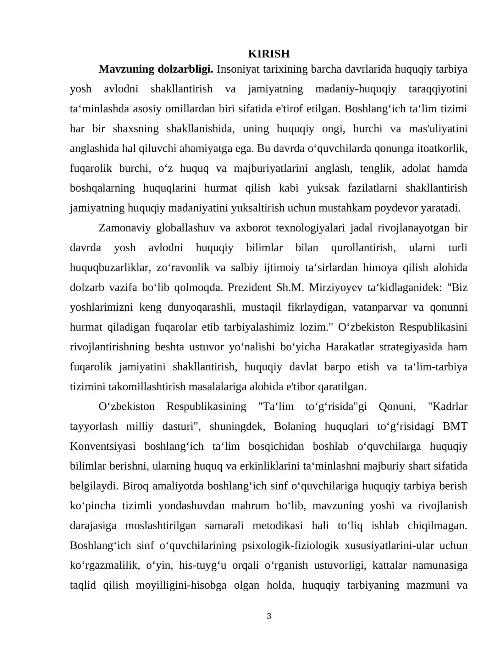 BOSHLANGʻICH SINF OʻQUVCHILARIGA HUQUYIY TARBIYA BERISH MAZMUNI VA YOʻLLARI 3