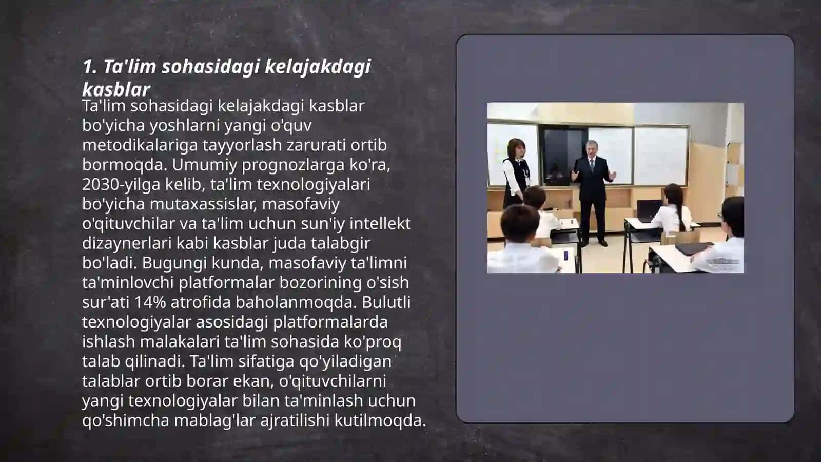 Ta'lim sohasidagi kasblar rivojlanishining prognozlari 3