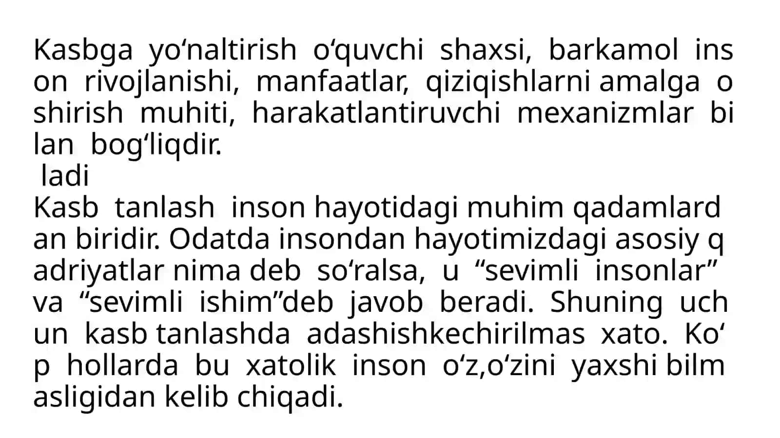 Kasbning insonga qo’yadi talablari 3