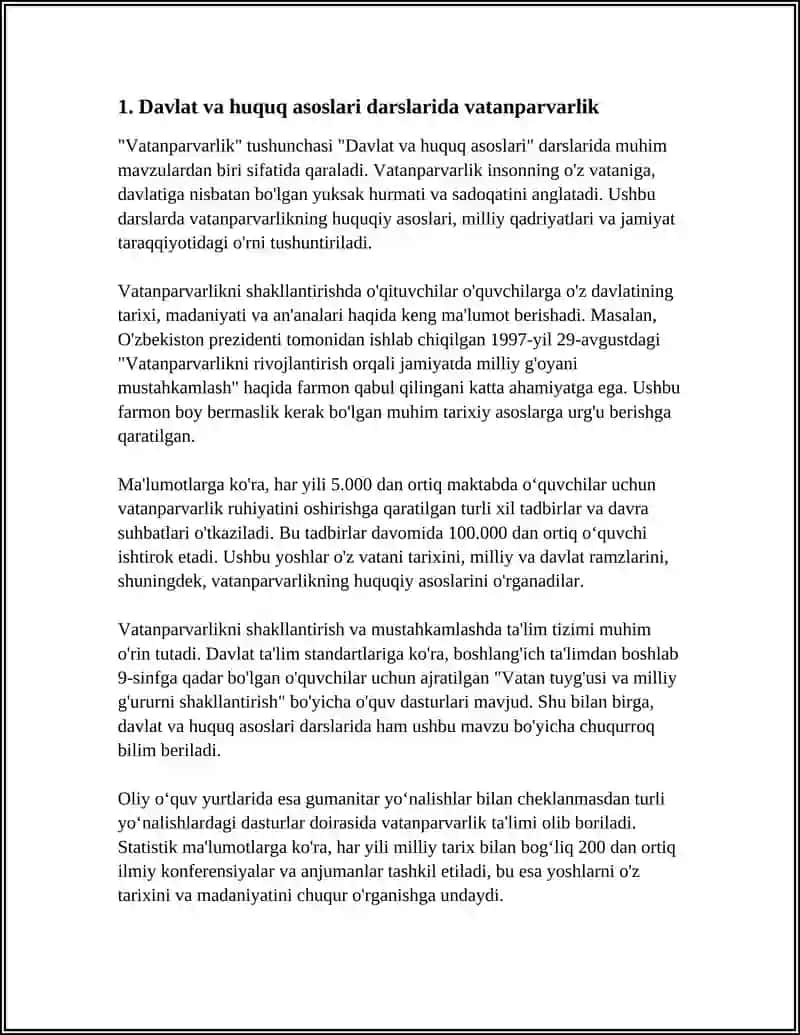 YAGONA OʻQUV-TARBIYA JARAYONIDA FUQAROLIK VA VATANPARVARLIK TARBIYASI 3