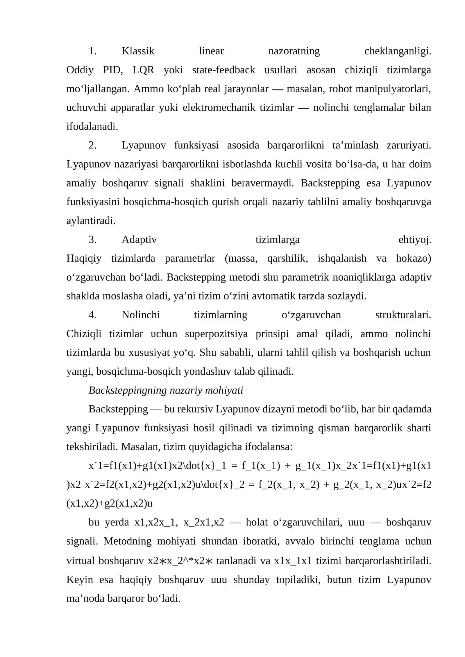 BACKSTEPPING METODINING NAZARIY ASOSLARI 3