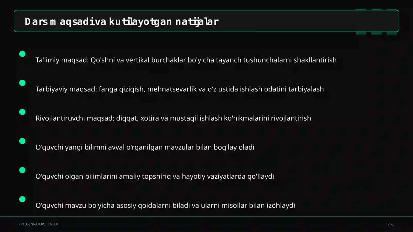 Qo'shni va vertikal burchaklar (7-sinf) 3