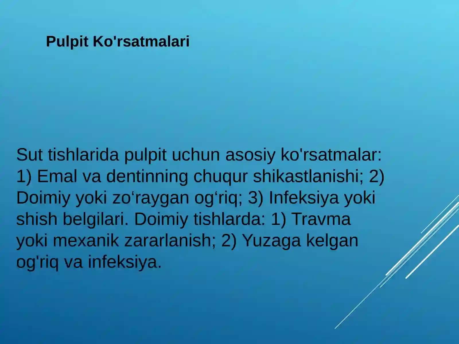 Sut va doimiy tish pulpitini davolashning zamonaviy usullari 3