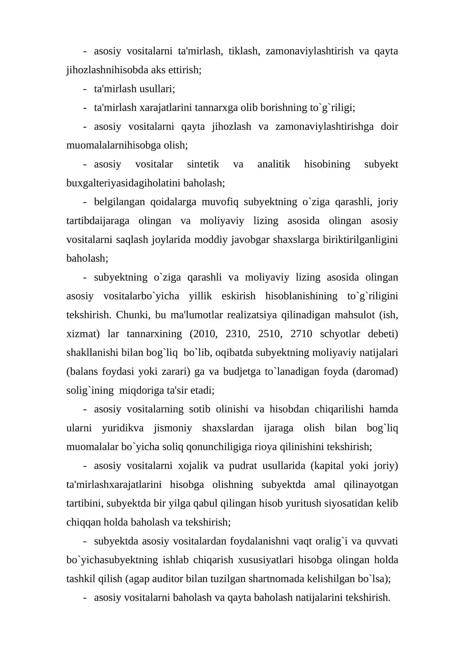 Asosiy vositalar harakati bilan bog’liq muomalalar auditi uslubiy muammolari 3
