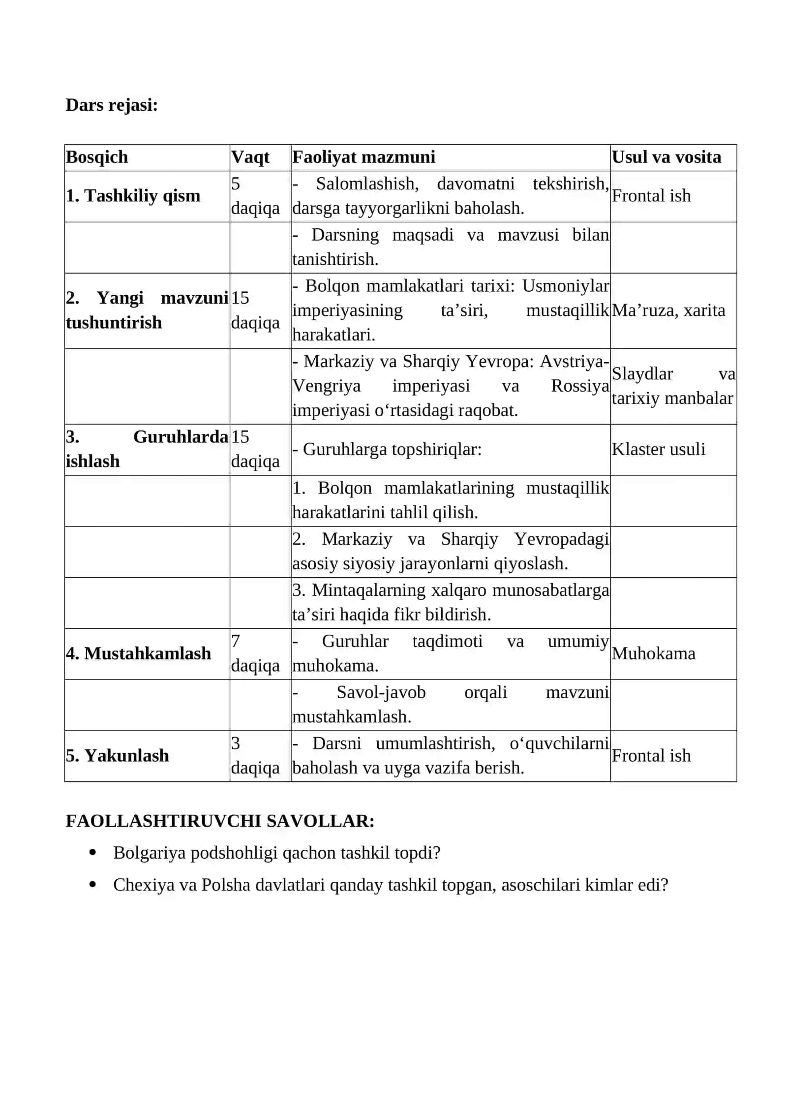 8-sinf Jahon tarixi bo‘yicha dars ishlanmasi 3
