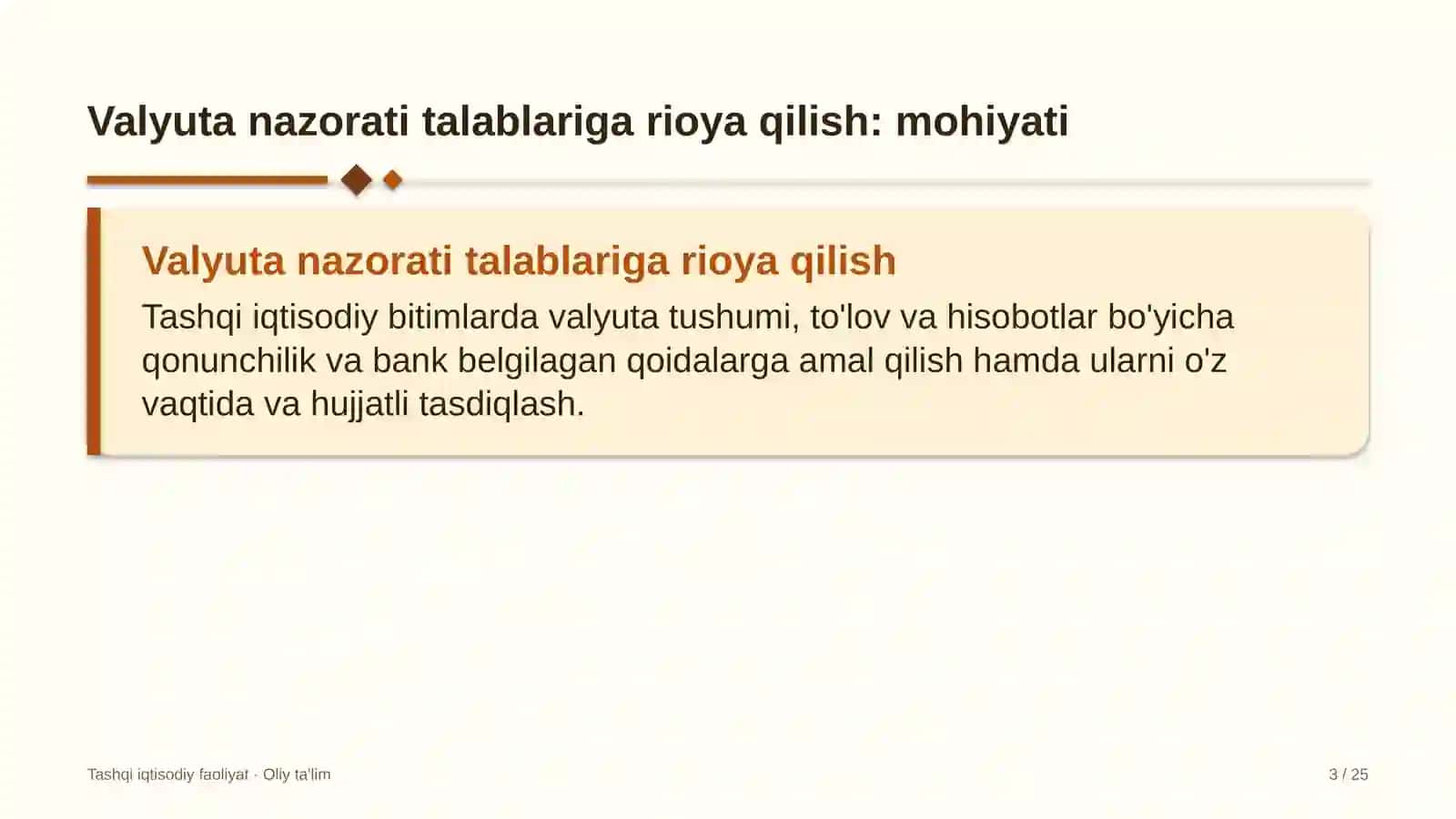 Valyuta nazorati talablariga rioya qilish: mohiyati 3