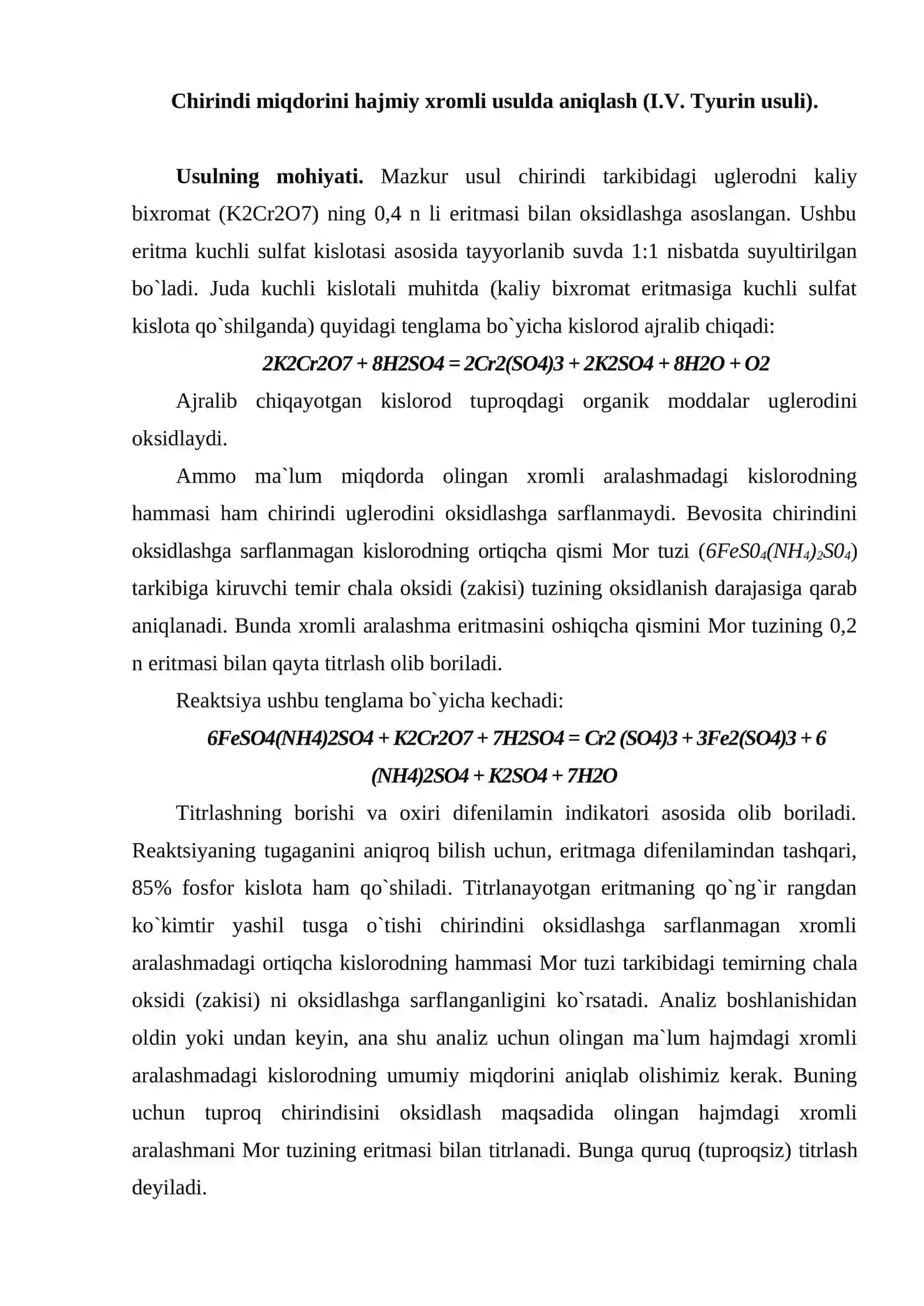 Tuproq tarkibidagi gumus miqdorini I.V. Tyurin usulida aniqlash 3