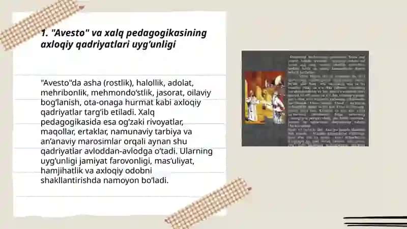 Avesto va xalq pedagogikasi g’oyalaridagi uyg’unlik 3