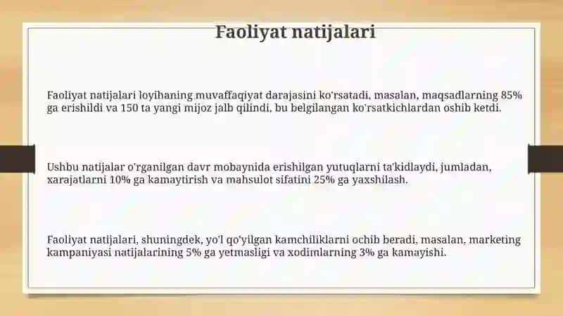 Faoliyat natijalari 3