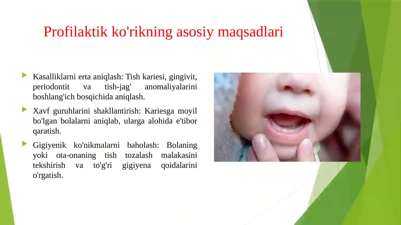 Bolalarda og‘iz bo‘shlig‘ining profilaktik ko‘rigini o‘tkazish. 3