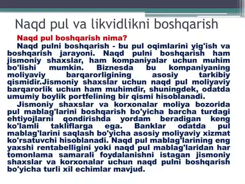 Aylanma mablag'larni boshqarish 3